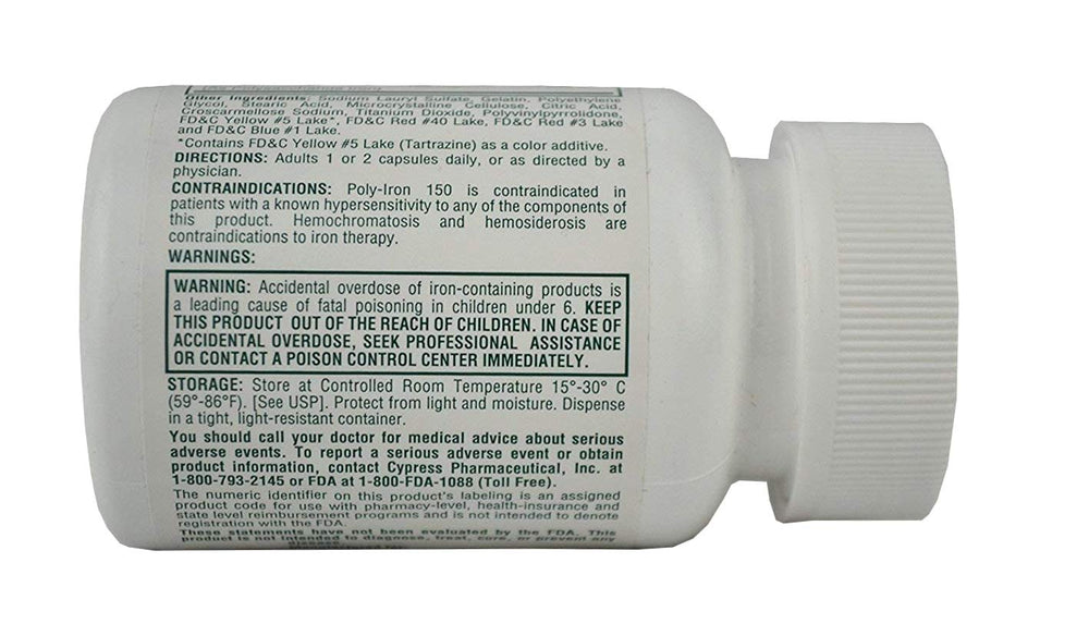 Poly-Iron 150 Capsules packaging label