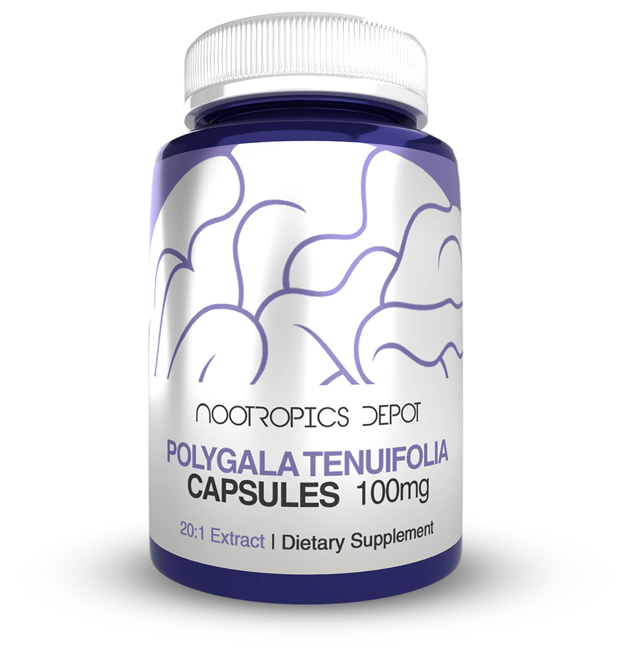 Polygala tenuifolia capsules bottle label showing 100 mg and 20:1 extract