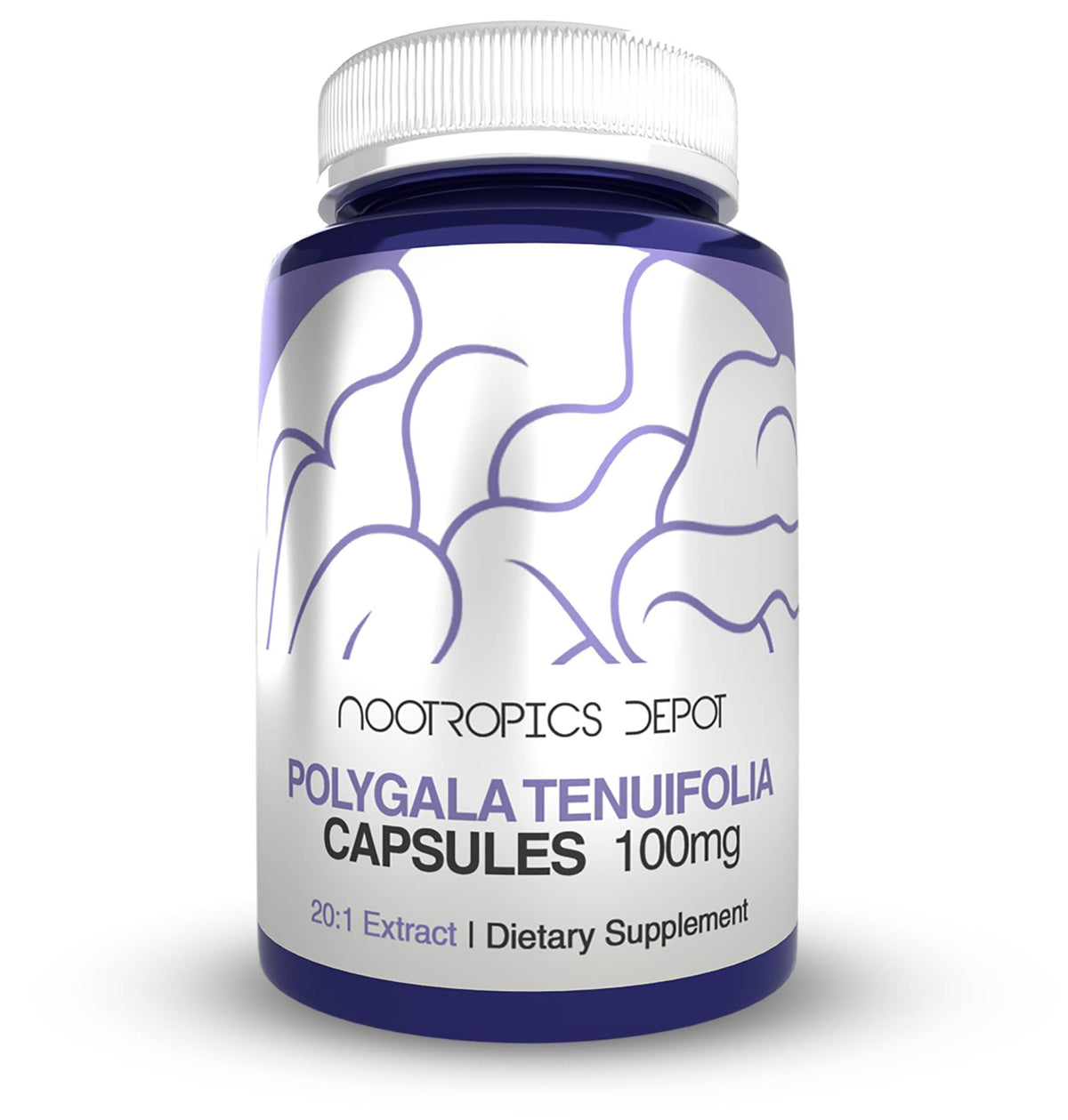 Polygala tenuifolia capsules bottle label showing 100 mg and 20:1 extract