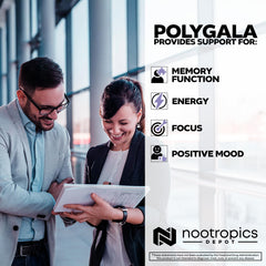 Close-up of packaging details for Polygala tenuifolia capsules (20:1 extract)