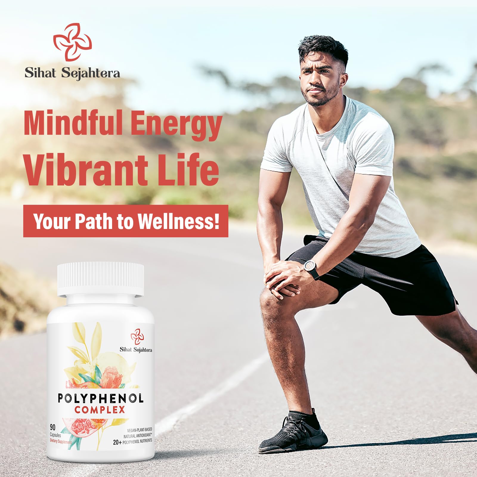 Packaging of the polyphenols supplement bottle