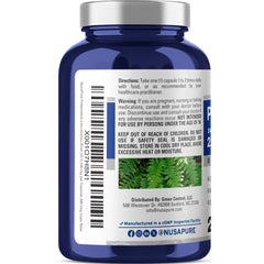 Polypodium Leucotomos bottle label highlighting 10:1 extract and 240 mg per capsule