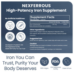 Pack shot showing 100 capsules of Polysaccharide Iron Complex 150mg