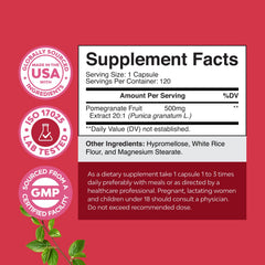 Pomegranate capsules in bottle packaging