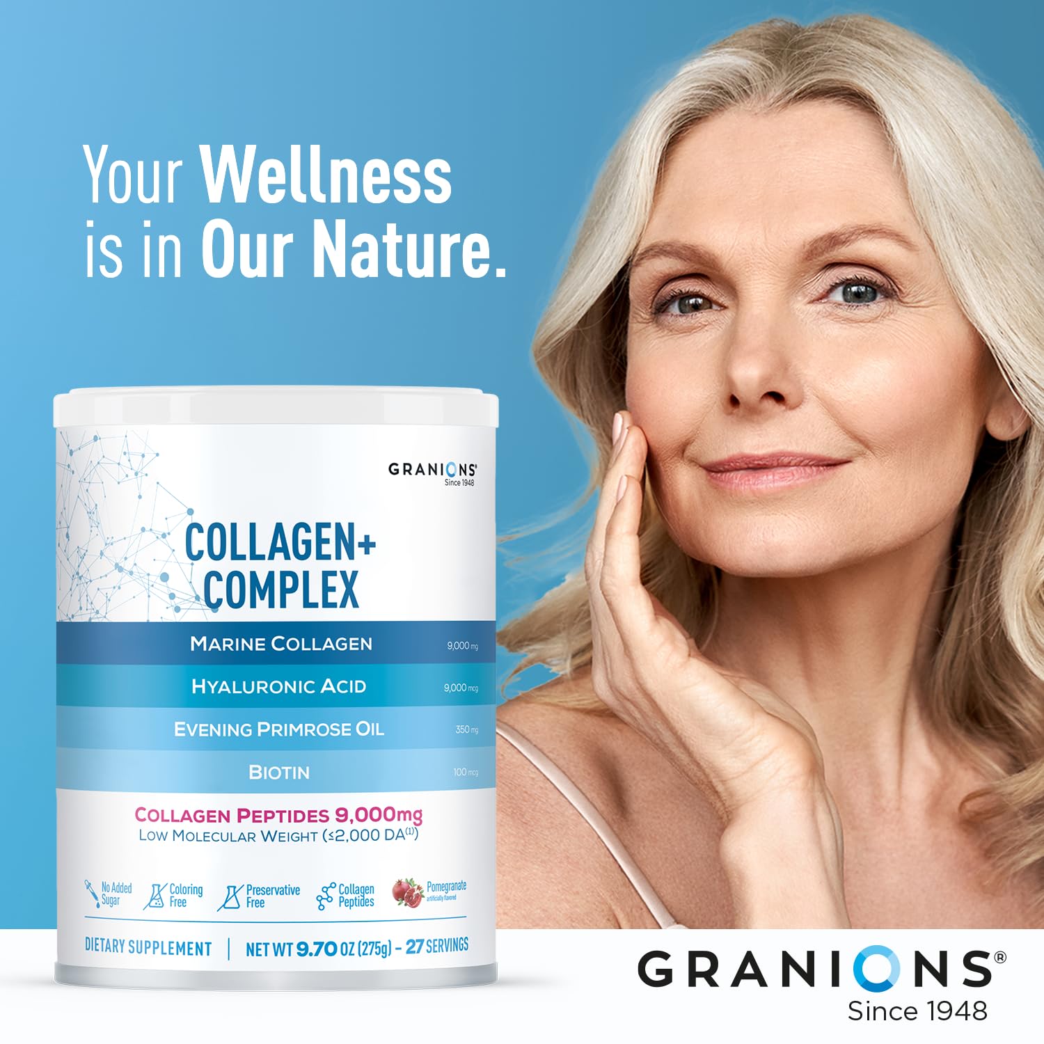 Red beet, pomegranate and evening primrose oil ingredients