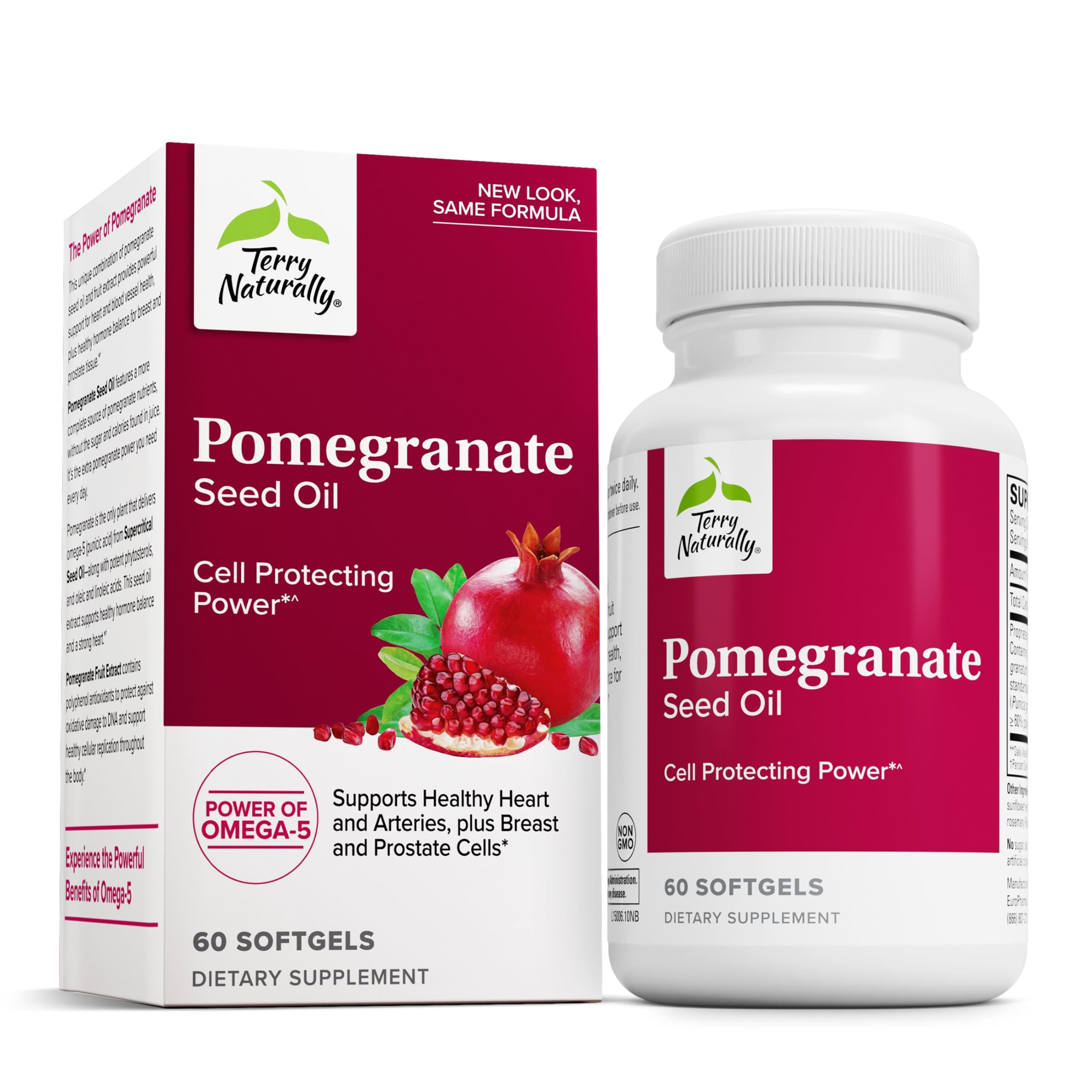 Terry Naturally Pomegranate Seed Oil bottle on a white background
