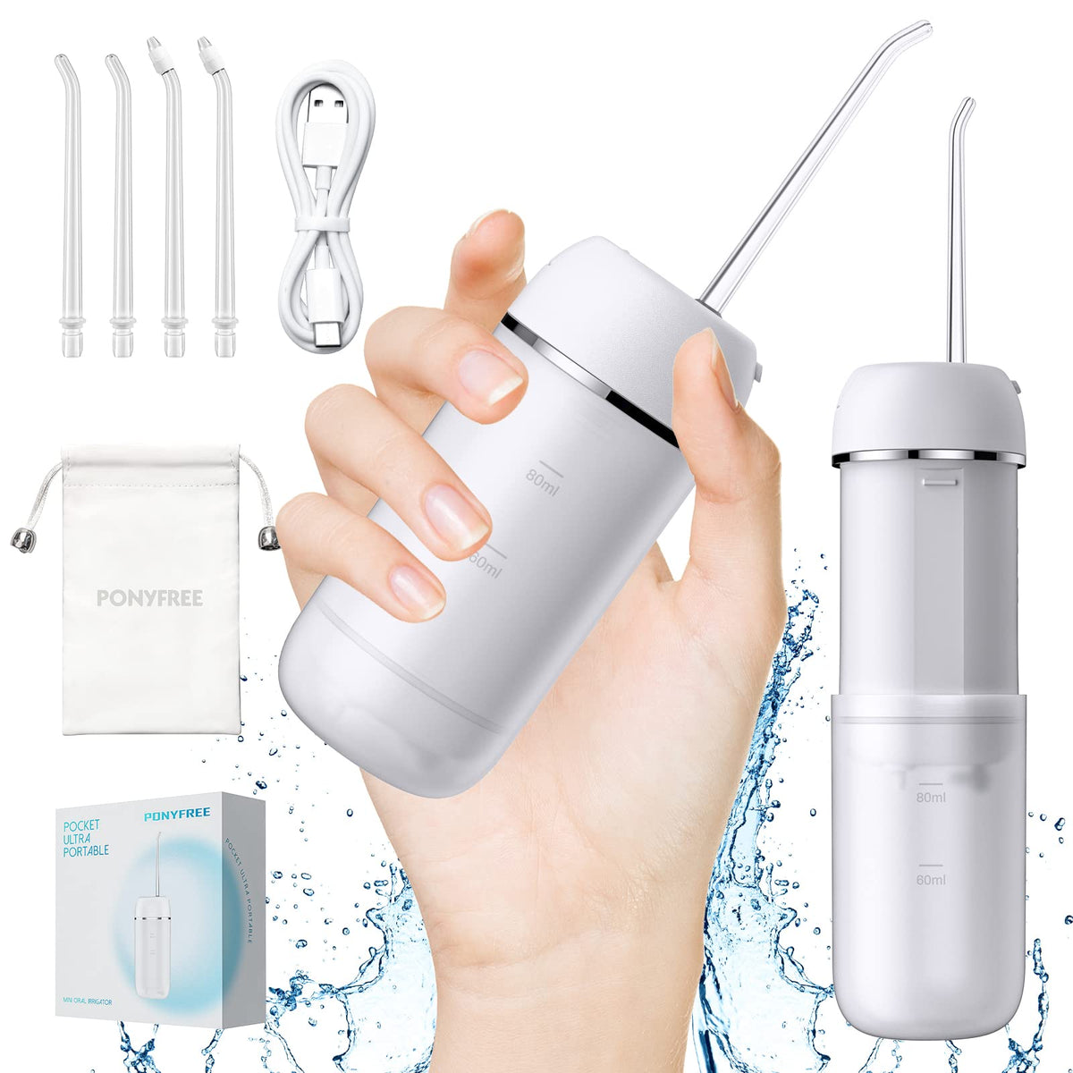 Compact cordless water flosser by PONYFREE