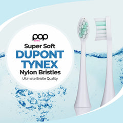 Close-up of Pop Sonic 2-pack brush heads with soft bristles