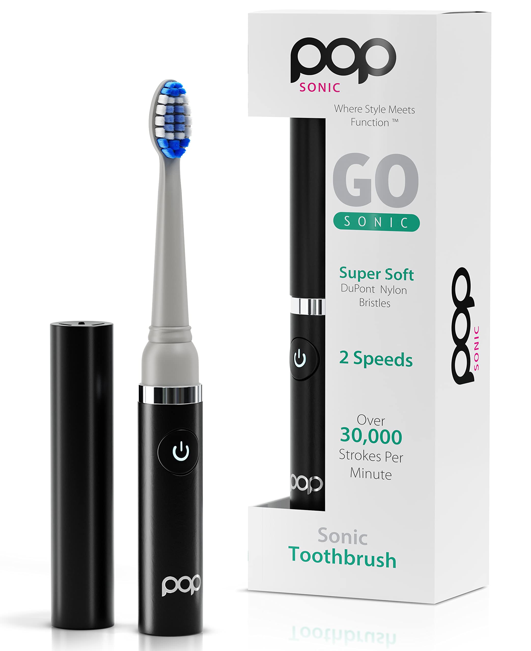 Pop Sonic Electric Toothbrush Black - front view