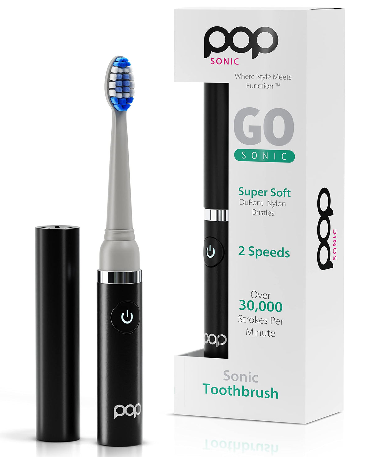 Pop Sonic Electric Toothbrush Black - front view