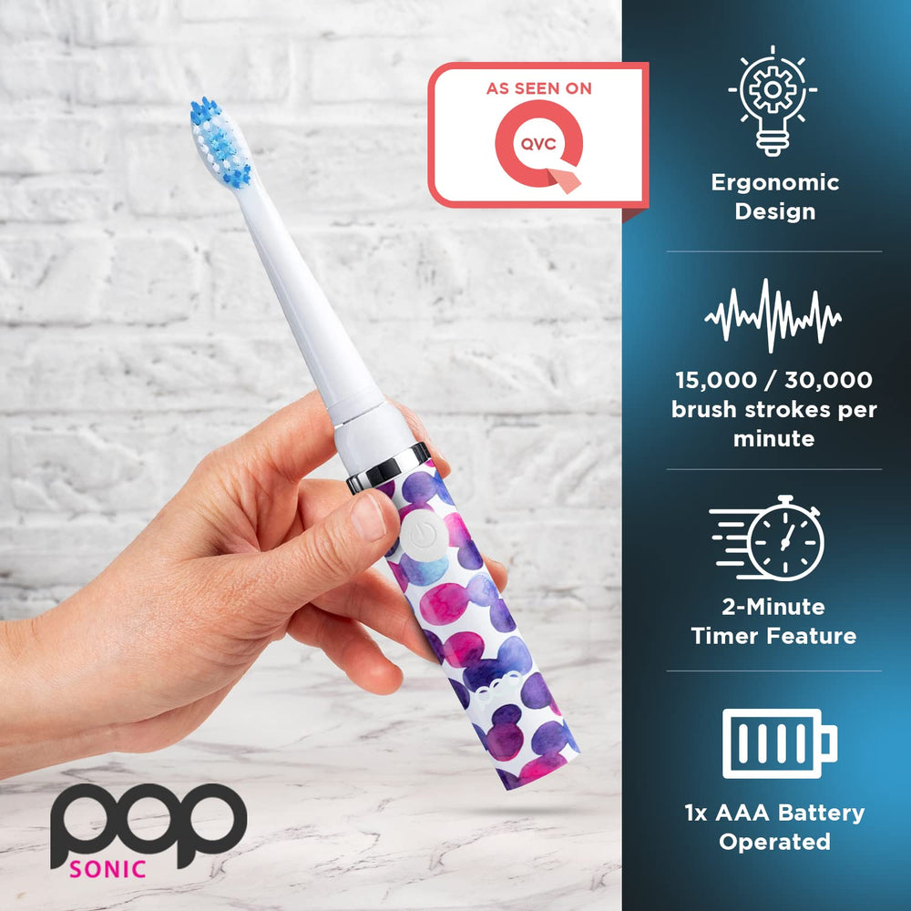Toothbrush showing two speed settings of 15000 and 30000 strokes per minute