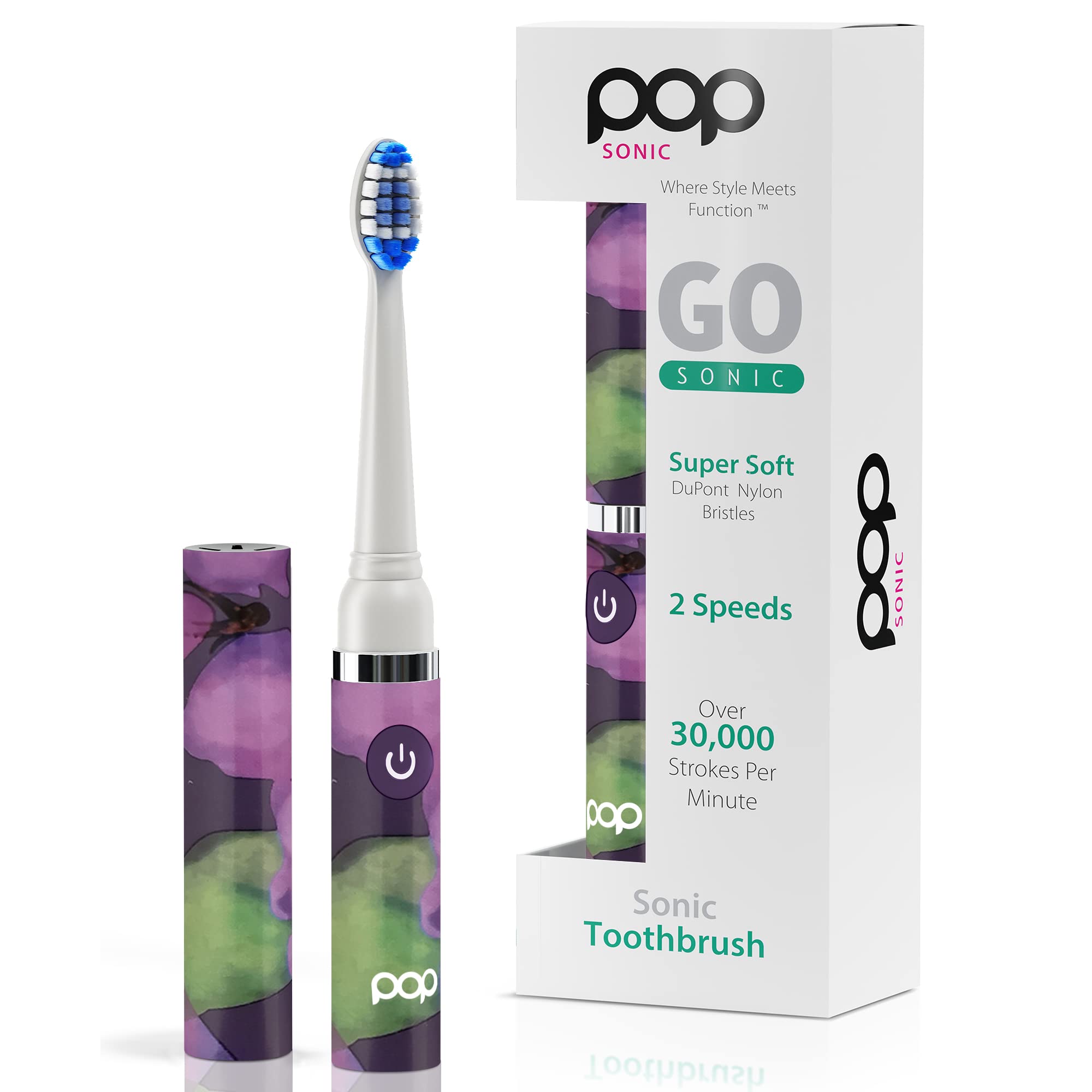 Pop Sonic Go Sonic Electric Toothbrush Purple Watercolor front view