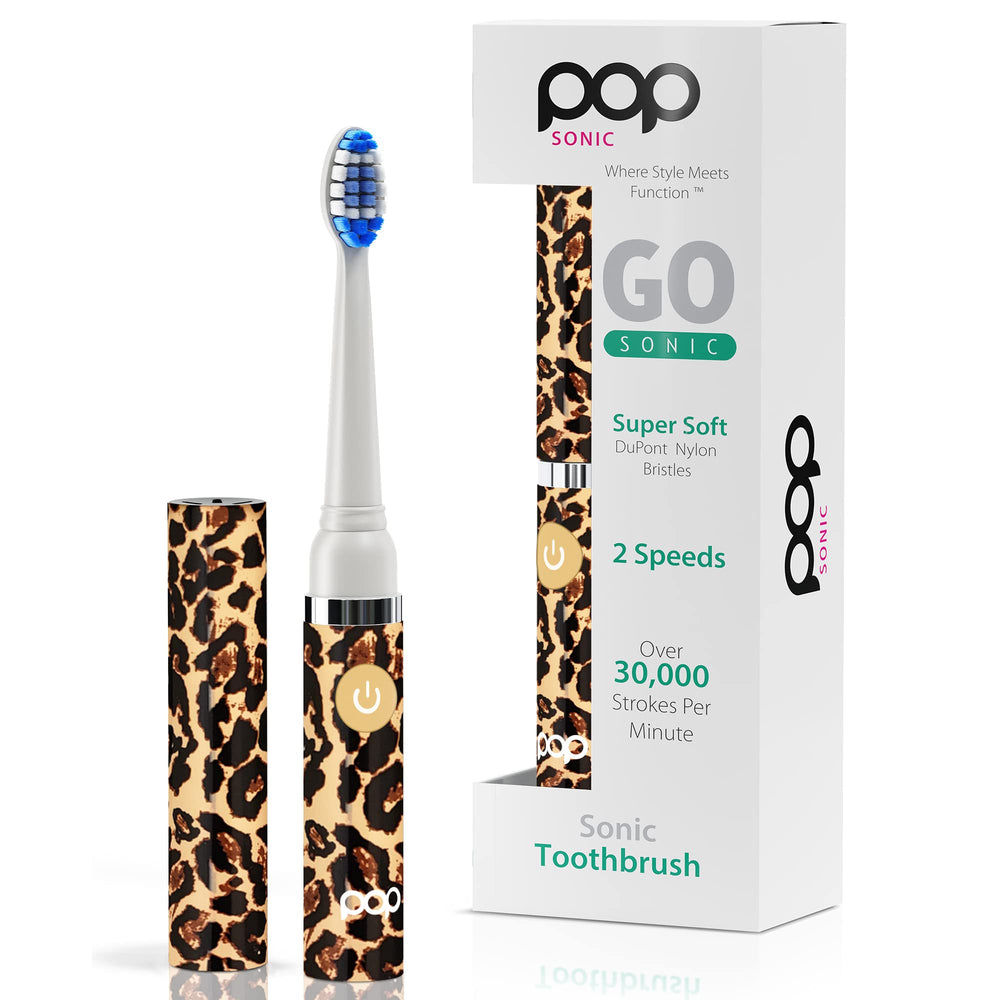Pop Sonic Leopard travel toothbrush front view