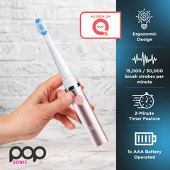 Two-speed control on Pop Sonic travel toothbrush