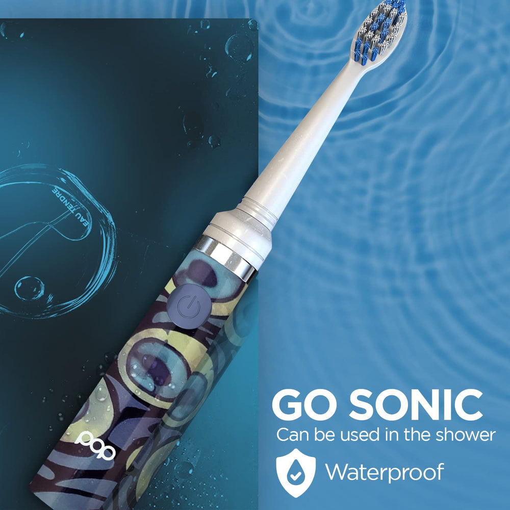 Package contents: Go Sonic toothbrush, replacement head, AAA battery, instruction manual