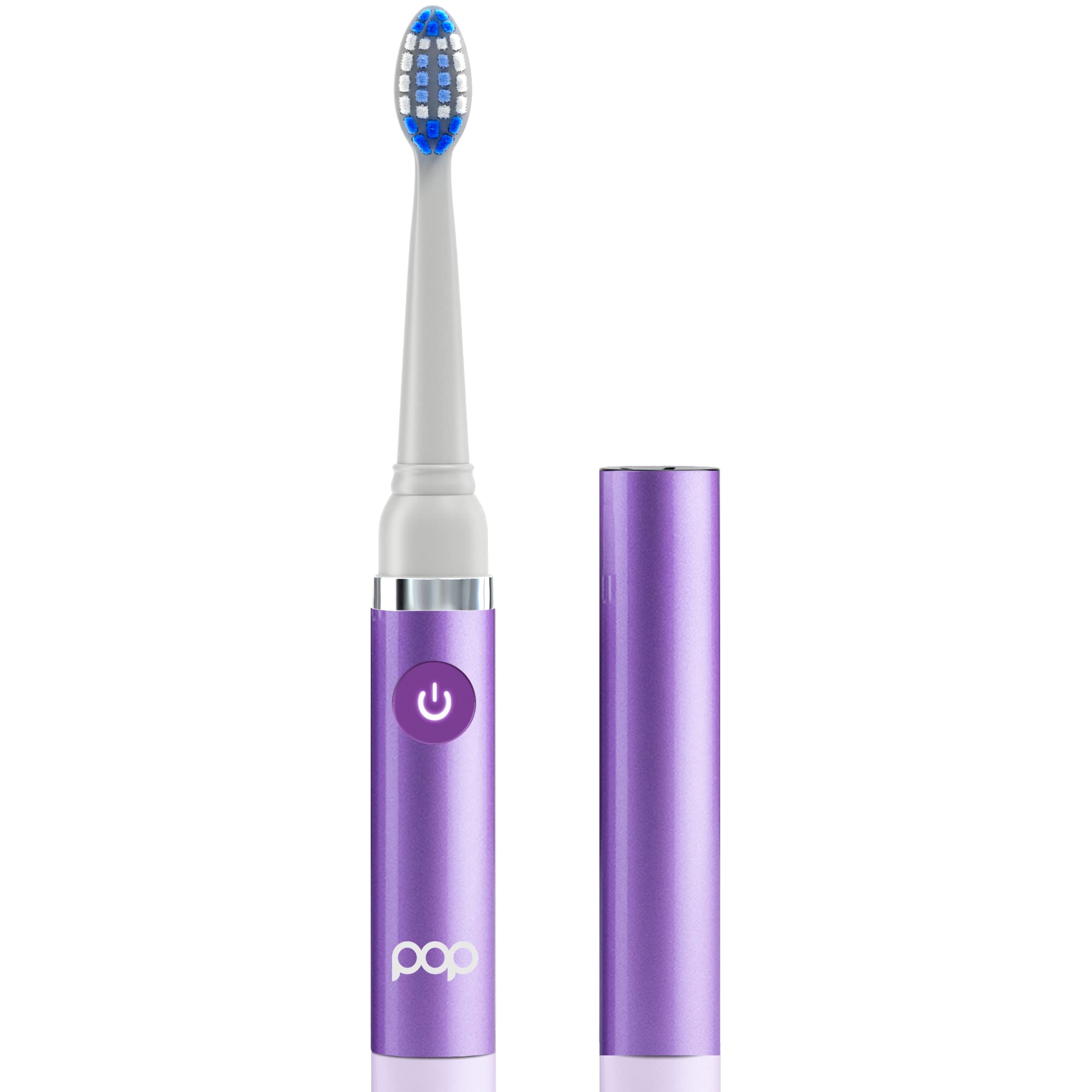 Pop Sonic Purple travel toothbrush side view
