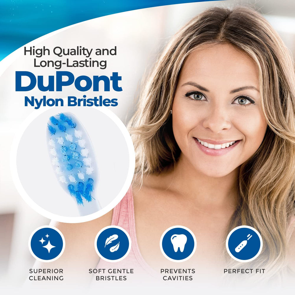 Ultra-soft DuPont Dynex nylon bristles on replacement toothbrush heads