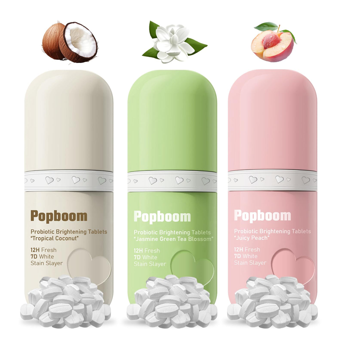 Popboom Probiotic Travel Mouthwash Tablets box and blister pack