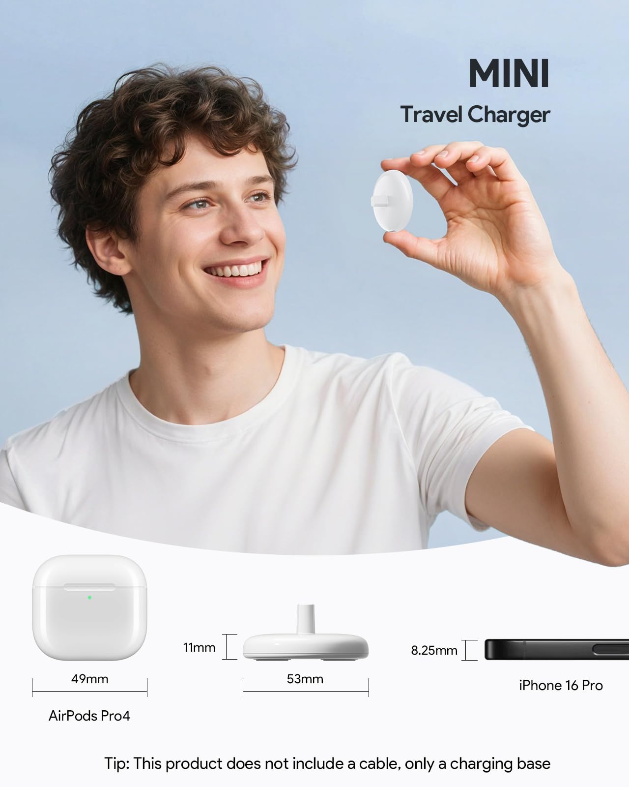 Portable Type-C charging base for toothbrush