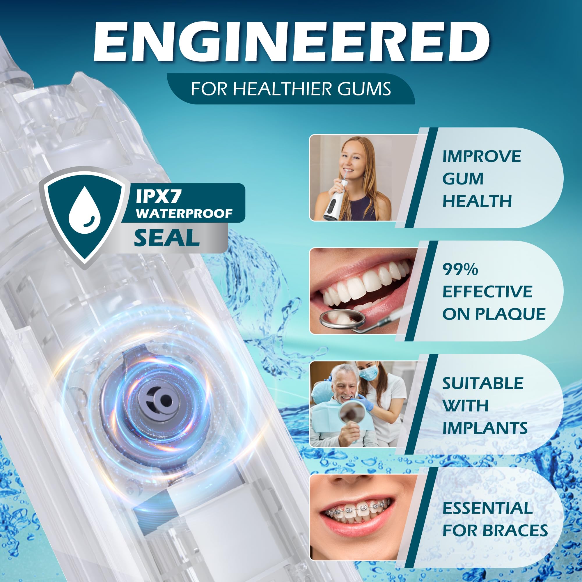 Portable cordless water flosser design for travel