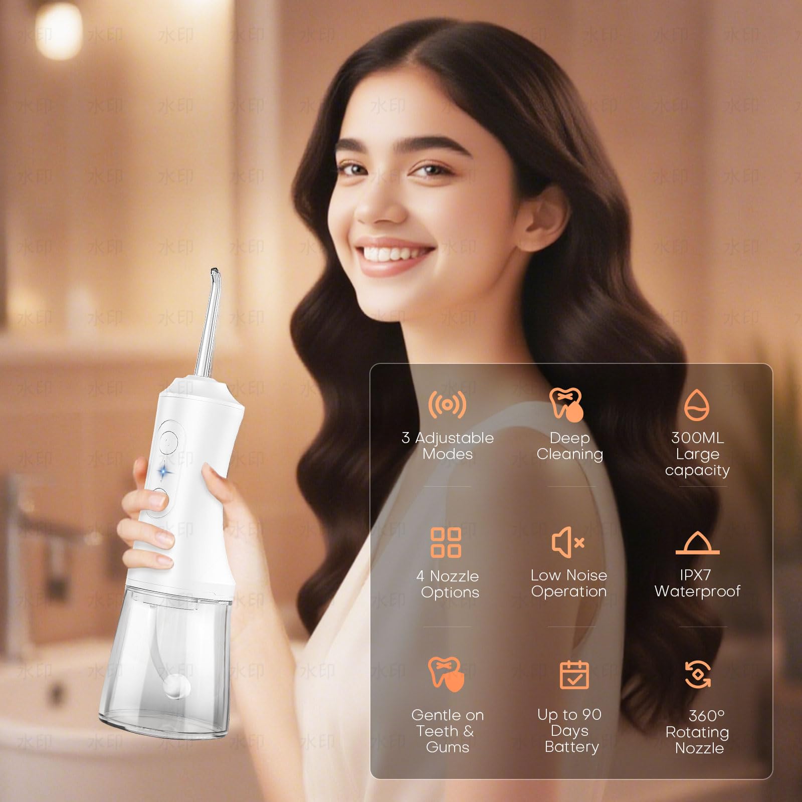 Portable cordless water flosser with rechargeable battery for travel