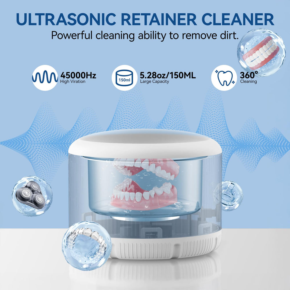 Portable 150ml dental cleaning pod on countertop