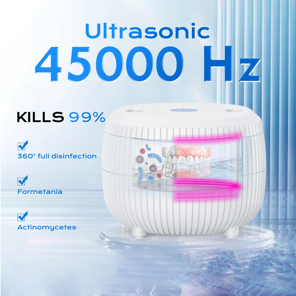 Portable cleaning pod for dentures, retainers, braces and jewelry