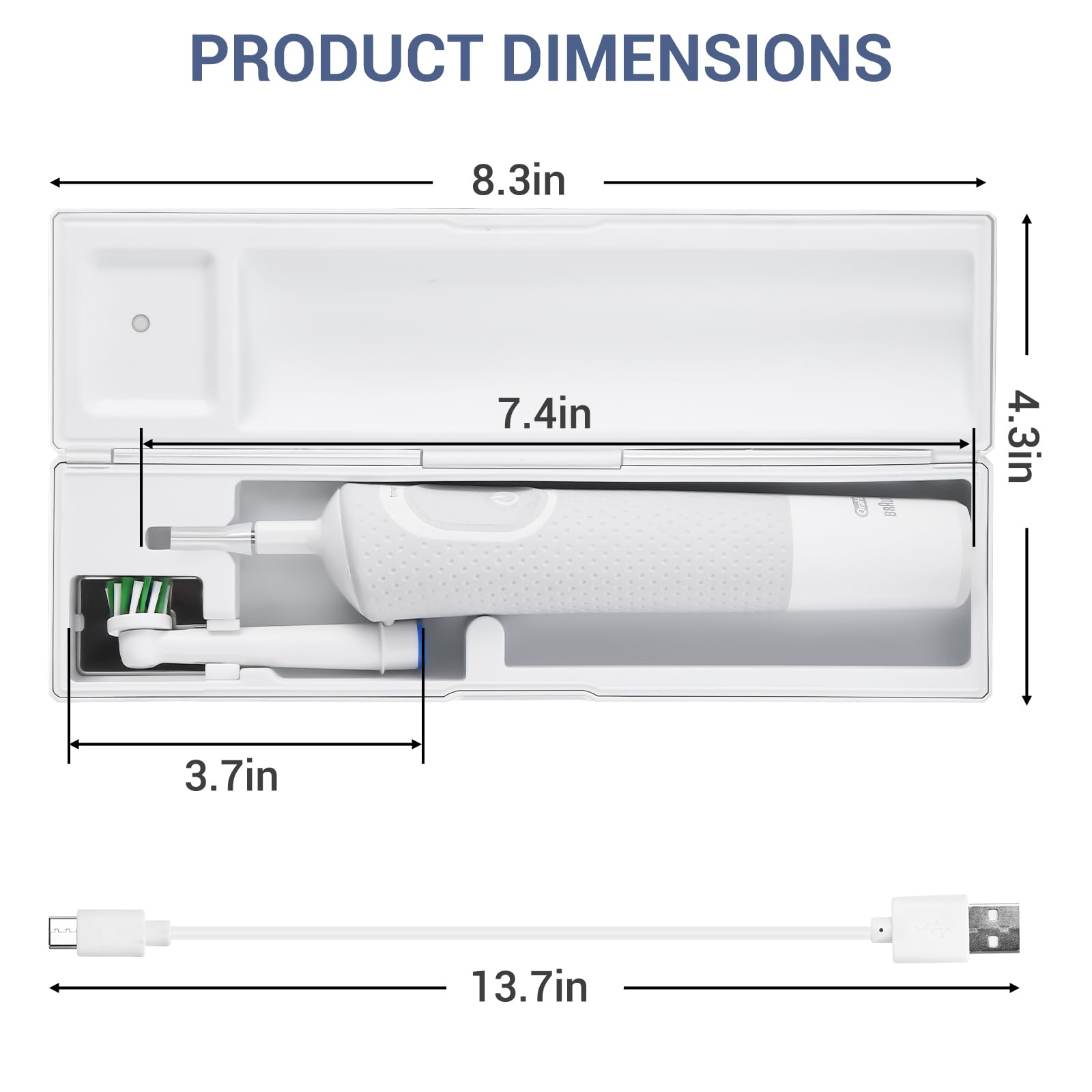 Back view of white portable electric toothbrush case