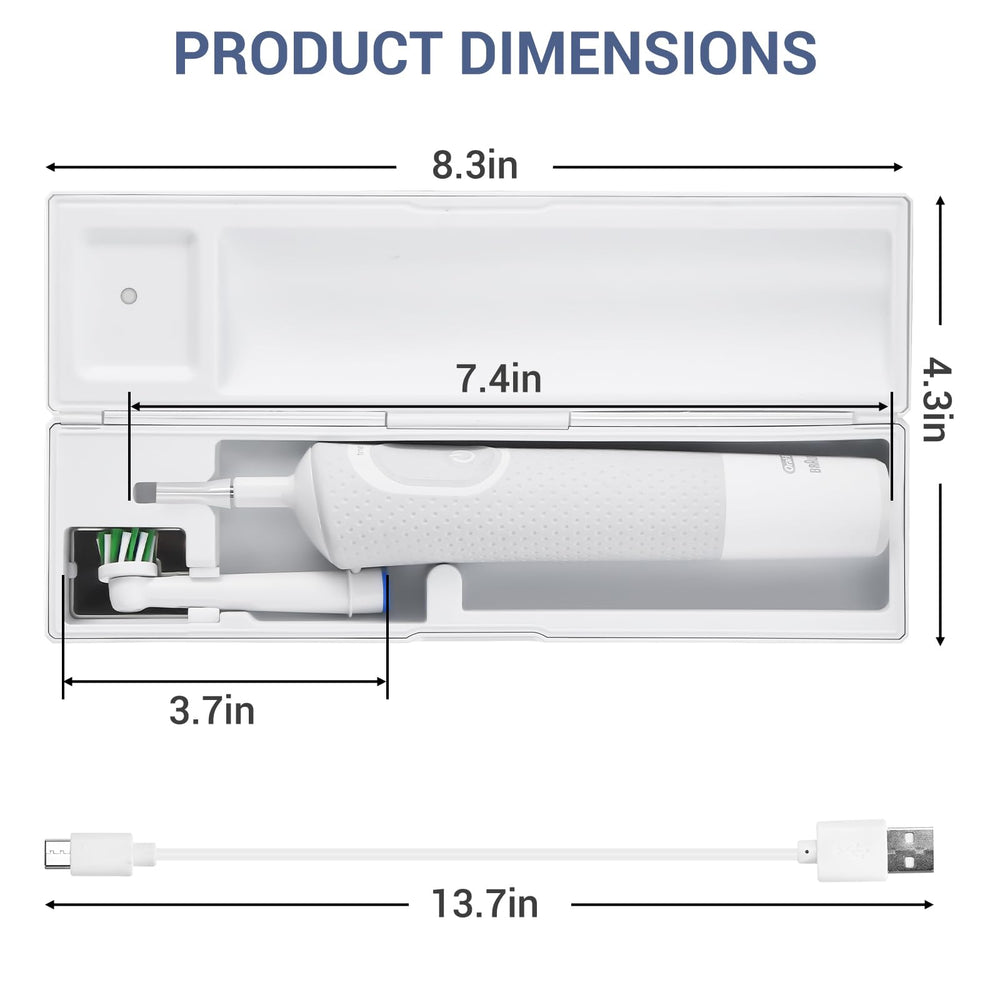 Back view of white portable electric toothbrush case