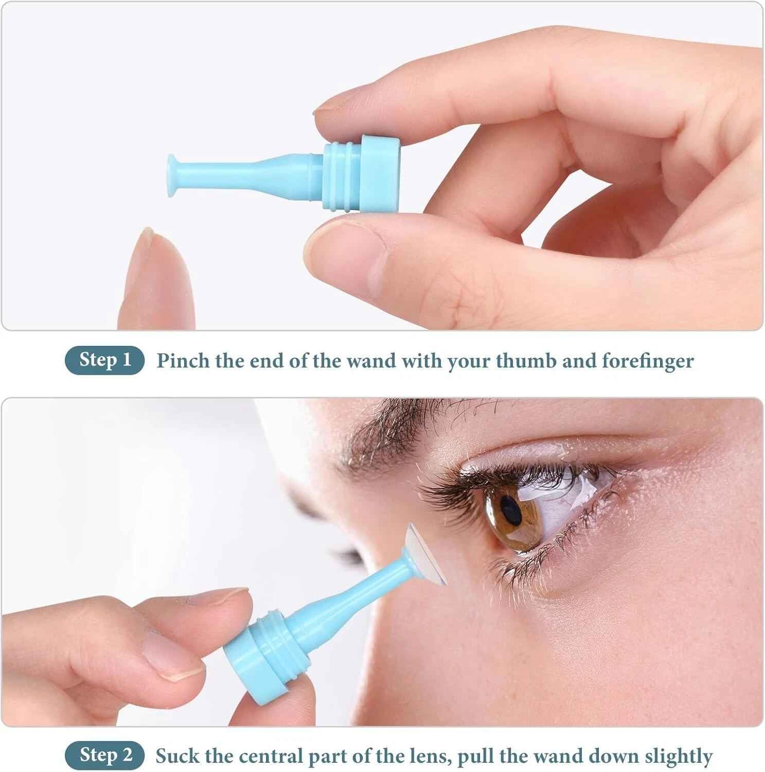 Portable eye contact lens remover plunger with compact design for RGP and scleral lenses