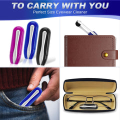 Close-up of ergonomic eyeglasses cleaning brush tip