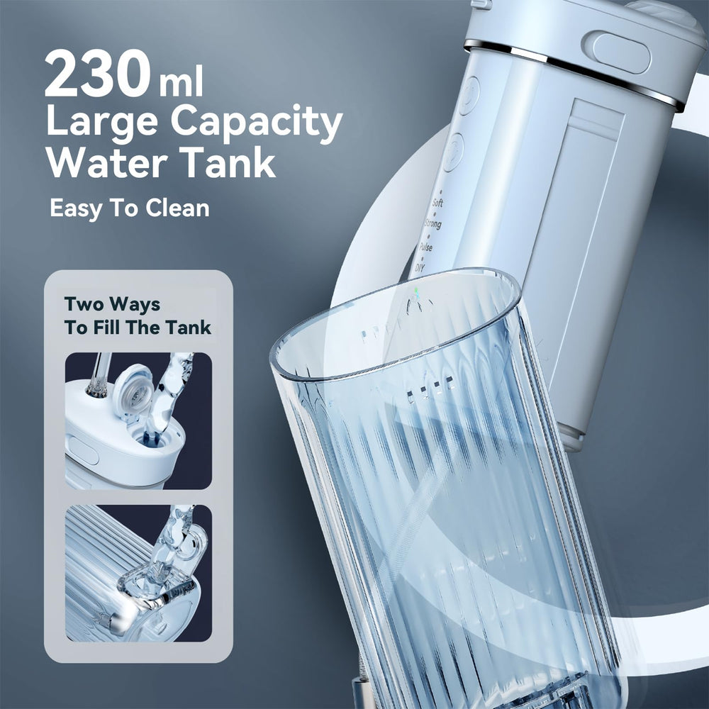 Large 230 ml water tank with two interchangeable sizes