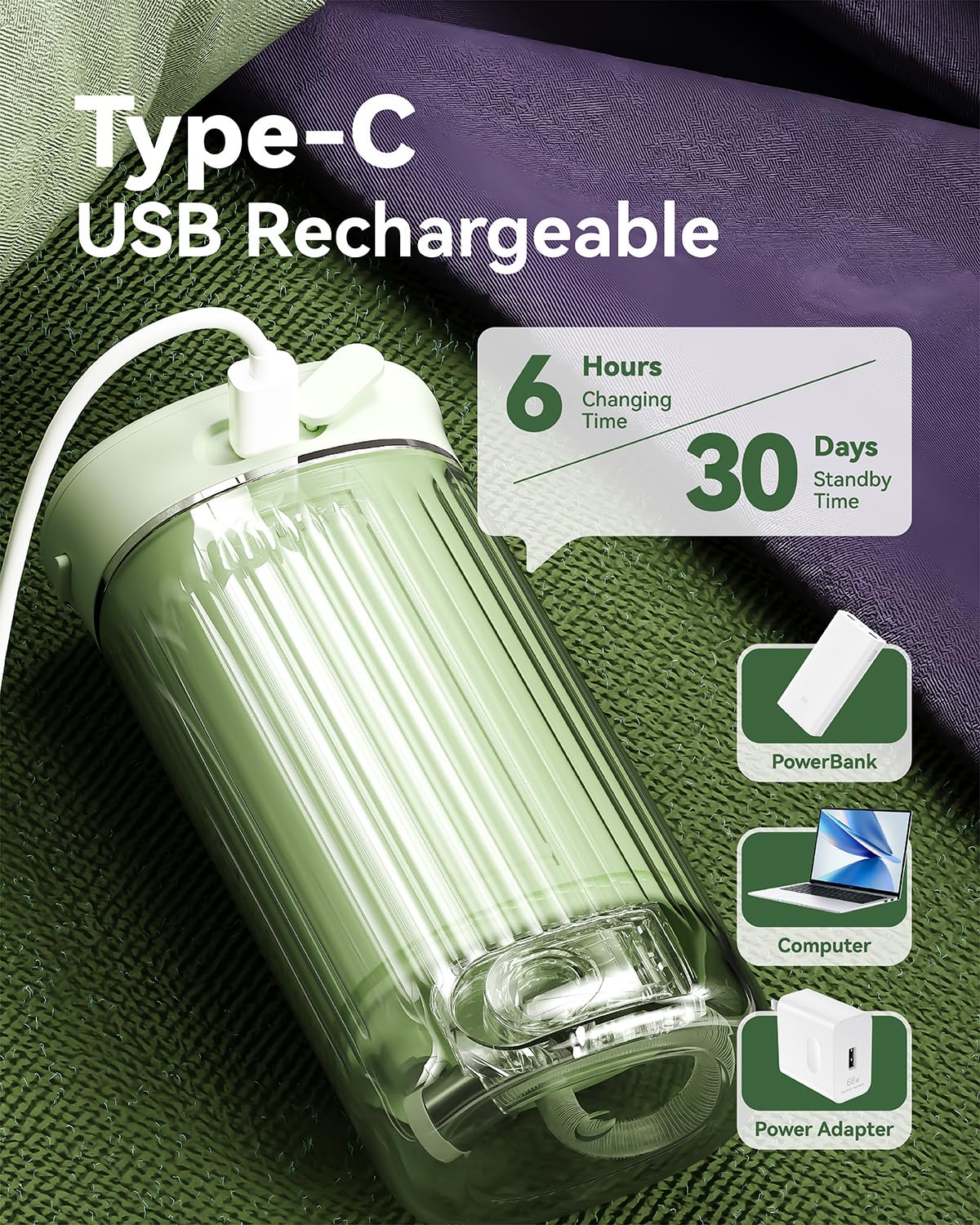 30+ day battery life with USB charging