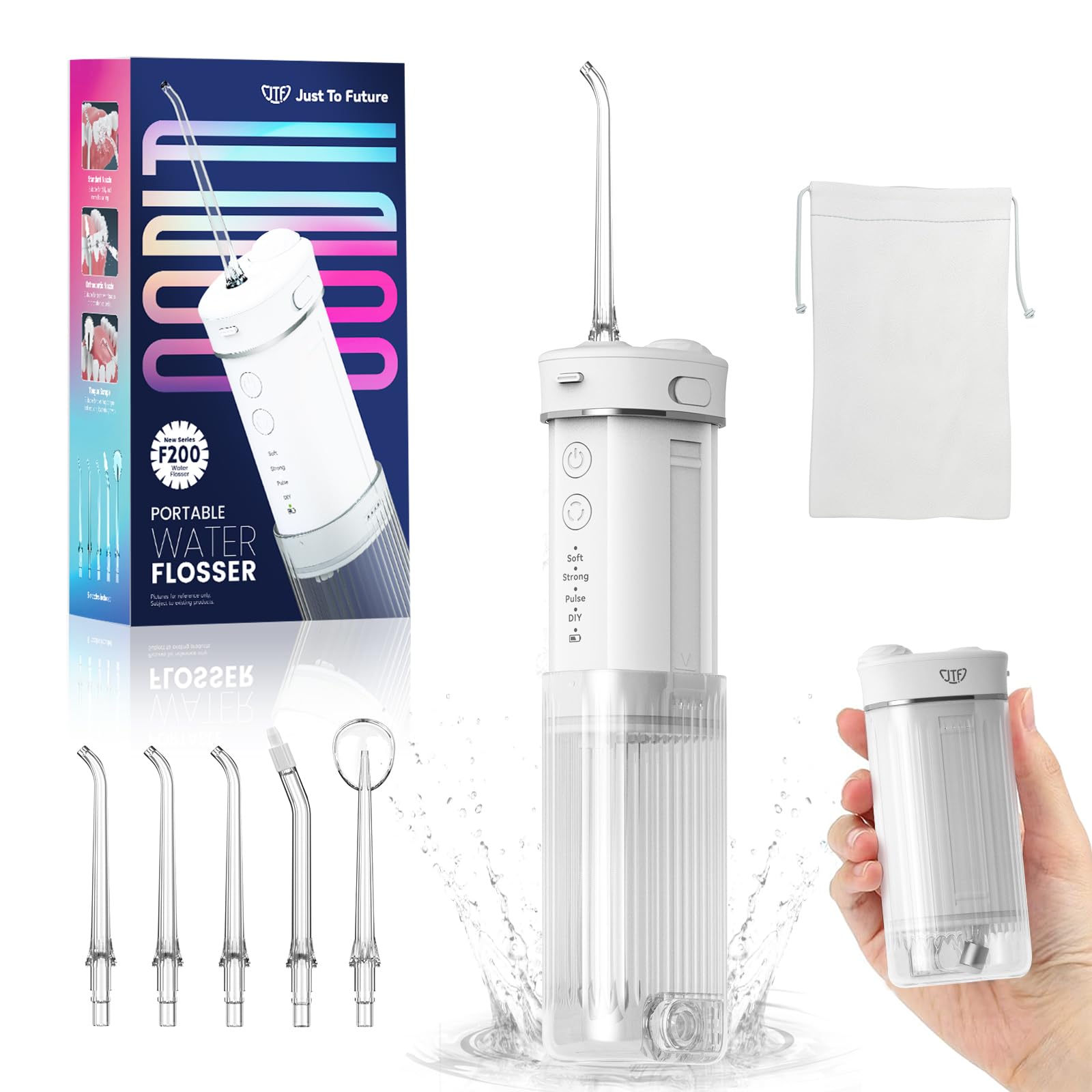 Portable mini water flosser with telescopic tank for travel