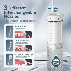 IPX7 waterproof travel dental irrigator in use