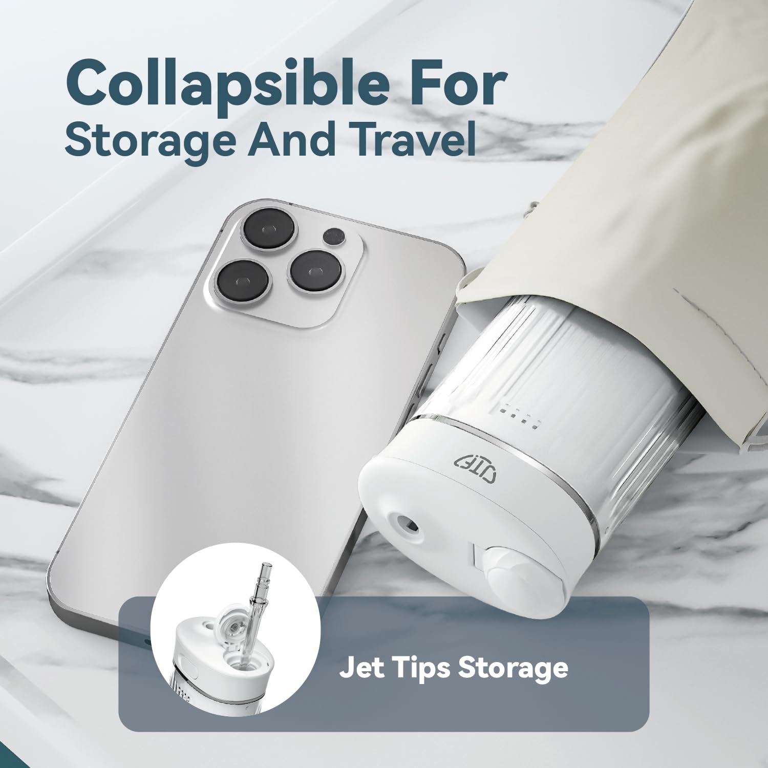 360-degree rotatable nozzle for easy cleaning of teeth and gums