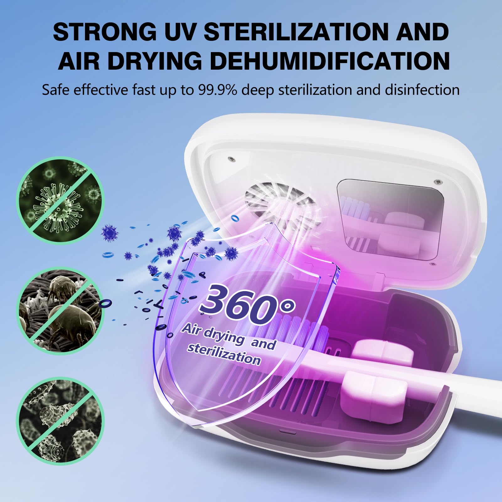 Rechargeable portable toothbrush cleaner