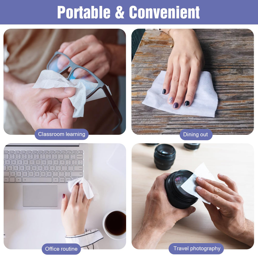 Portable travel cleaning wipes for on-the-go use