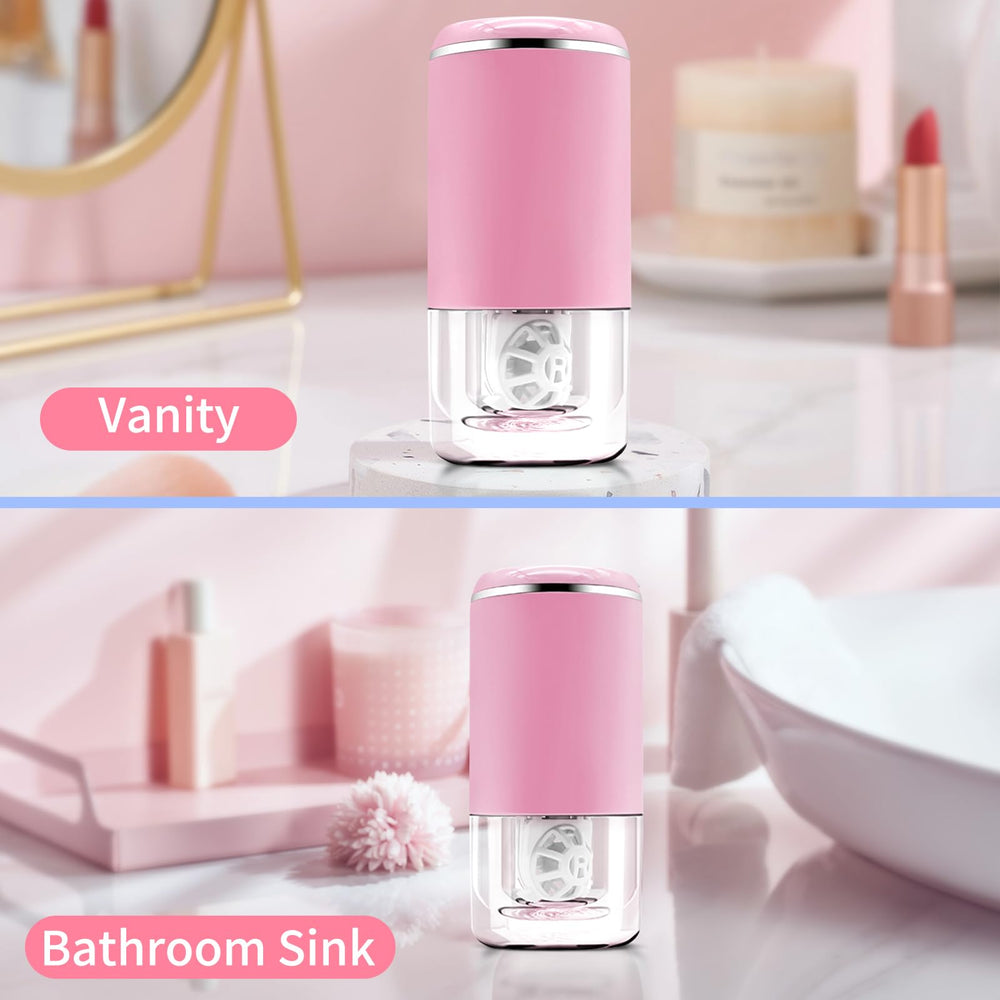 Safe for colored lenses - pink cleaner close-up