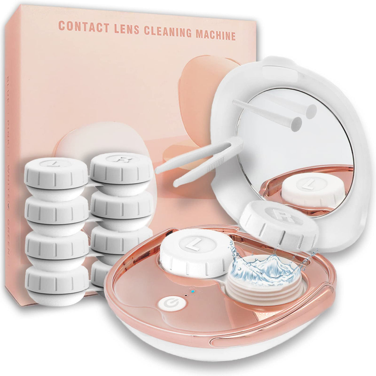 Portable ultrasonic contact lens cleaner in white