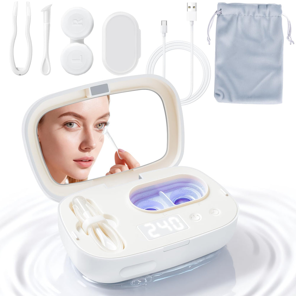 White portable ultrasonic lens cleaner with 47kHz cleaning