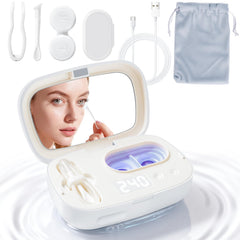 White portable ultrasonic lens cleaner with 47kHz cleaning