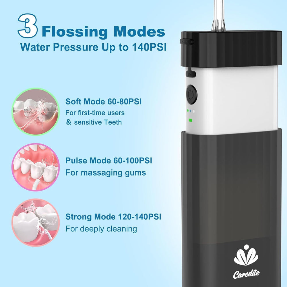 USB-C charging cable connected to cordless water flosser