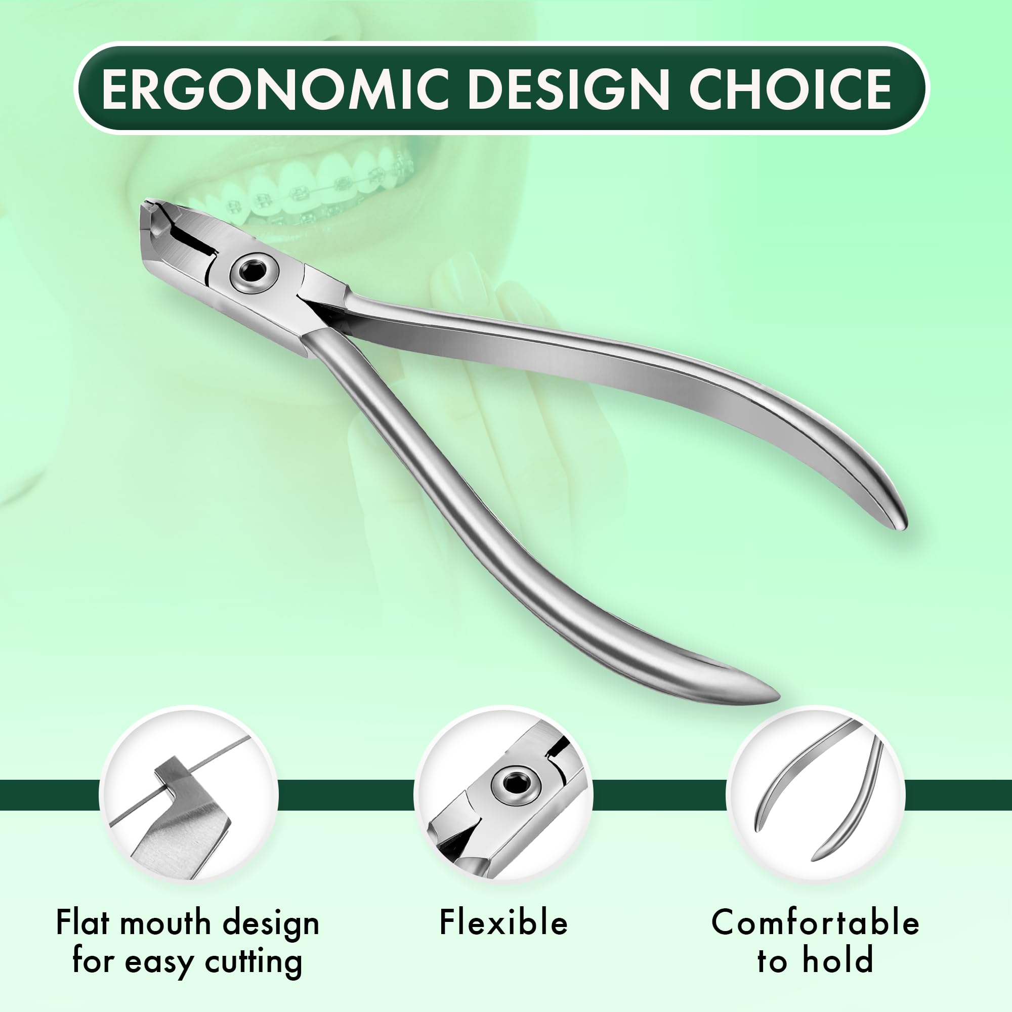Hard wire cutter for dental professionals with ergonomic grip
