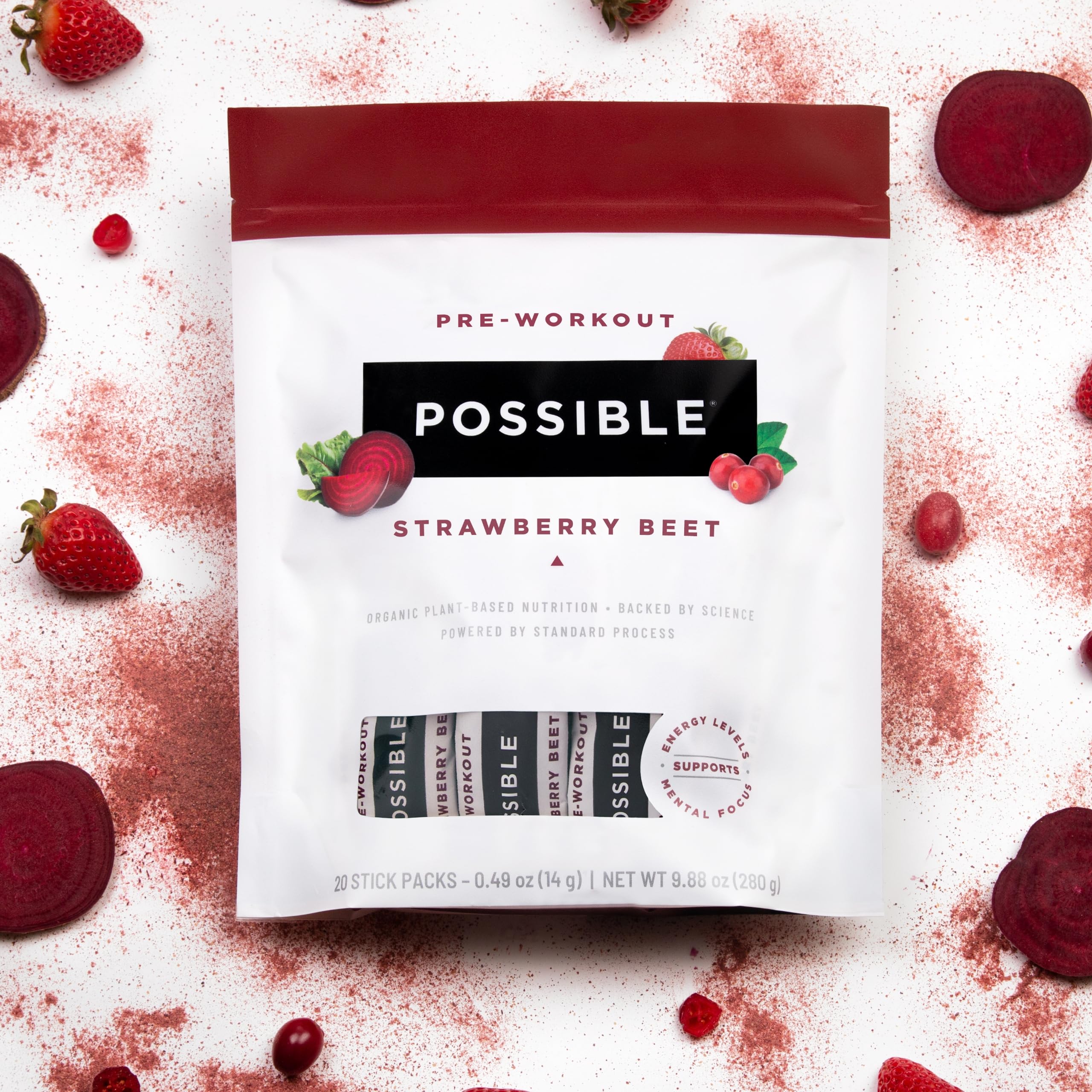 Possible Beet Pre-Workout no artificial sweeteners packaging for clean-label performance