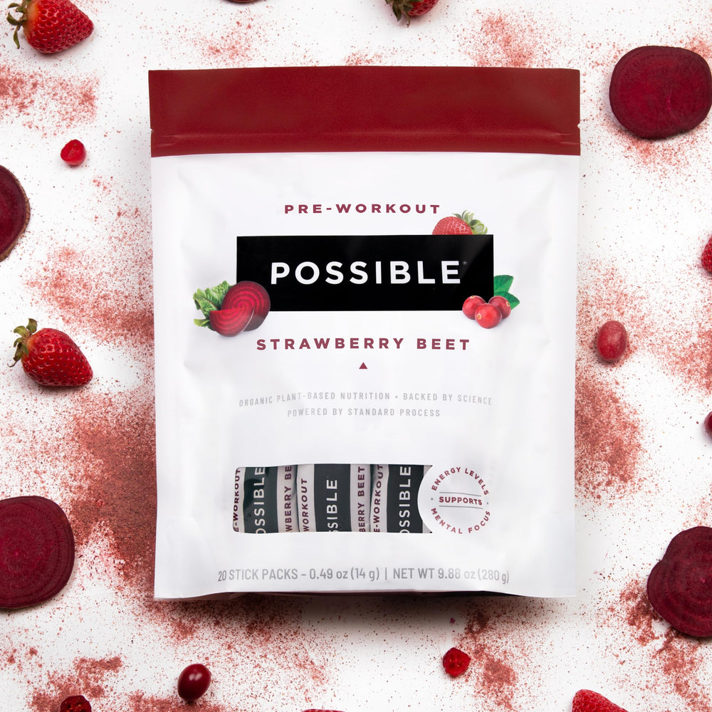 Possible Beet Pre-Workout no artificial sweeteners packaging for clean-label performance