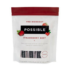 Front view of Possible Beet Pre-Workout packaging in Strawberry Beet flavor