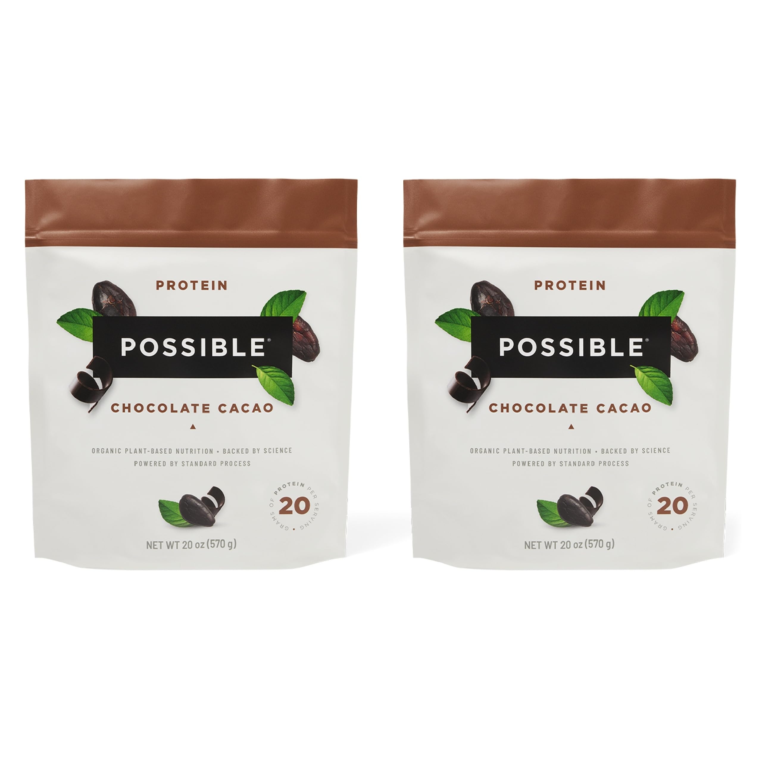Possible Protein Powder Chocolate Cacao tub front shows a clean label vegan option