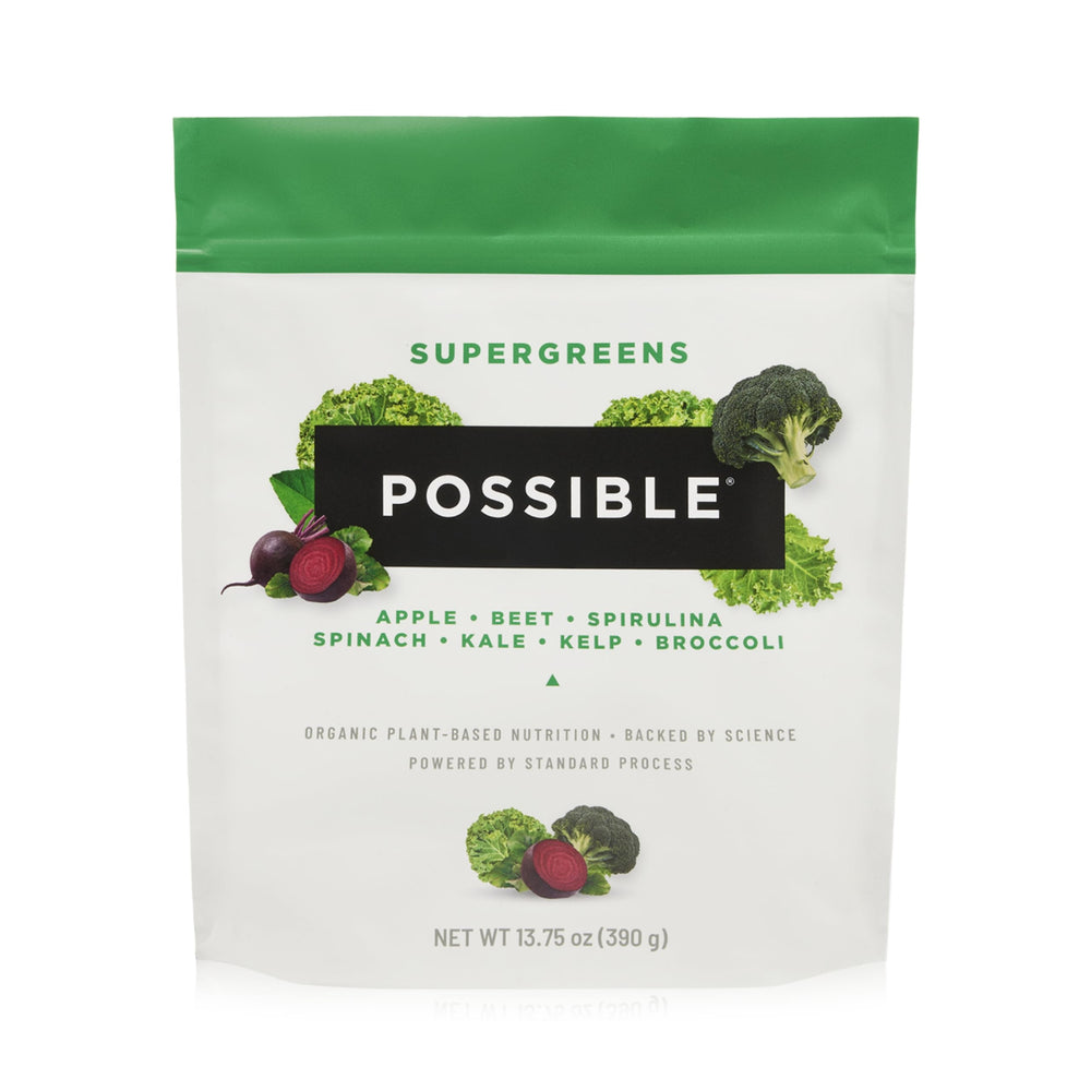 Possible SuperGreens front label with 23 ingredients