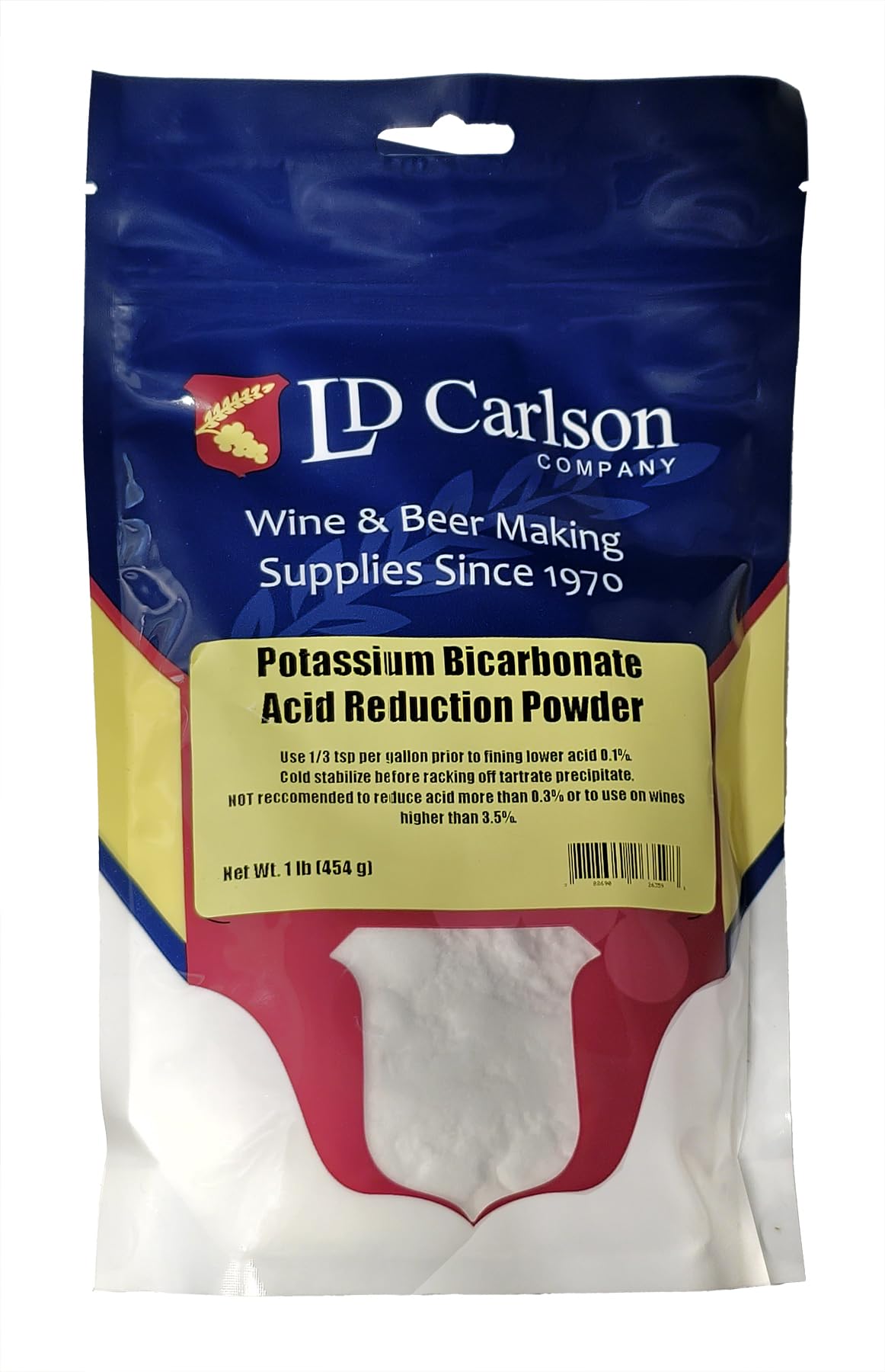 Front of potassium bicarbonate 1 lb packaging